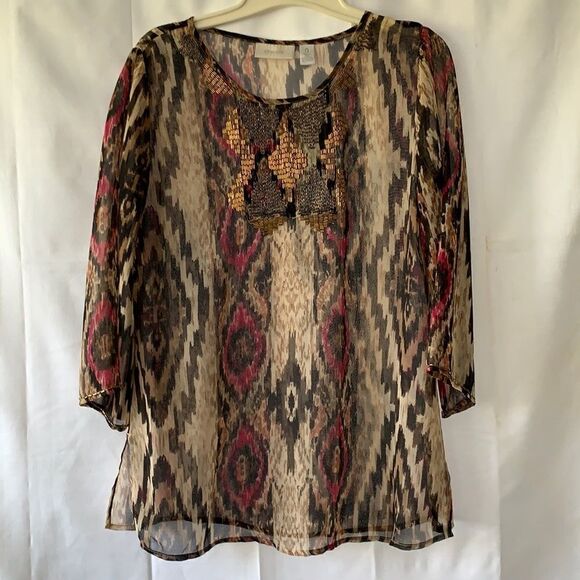 Chico’s size 0 top with tons of Bling at the chest. - Picture 1 of 8